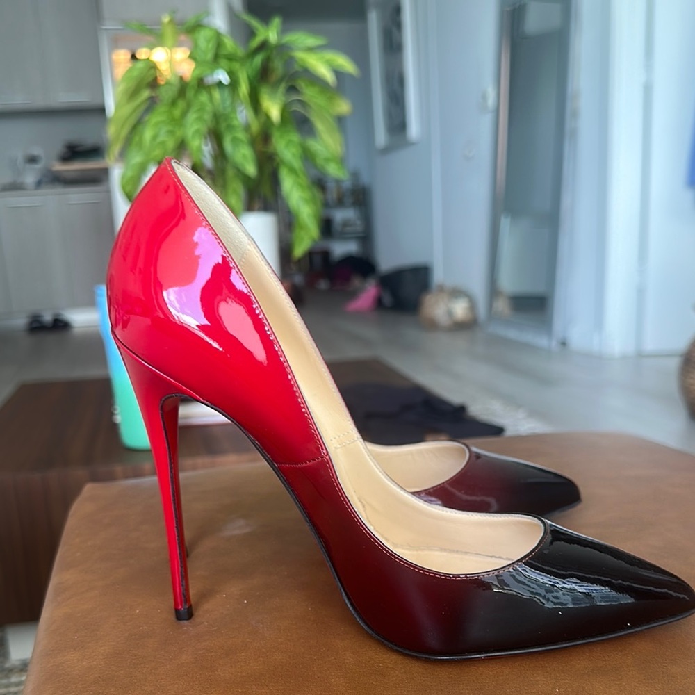 Christian Louboutin Red and Black Patent Leather Heels so Kate